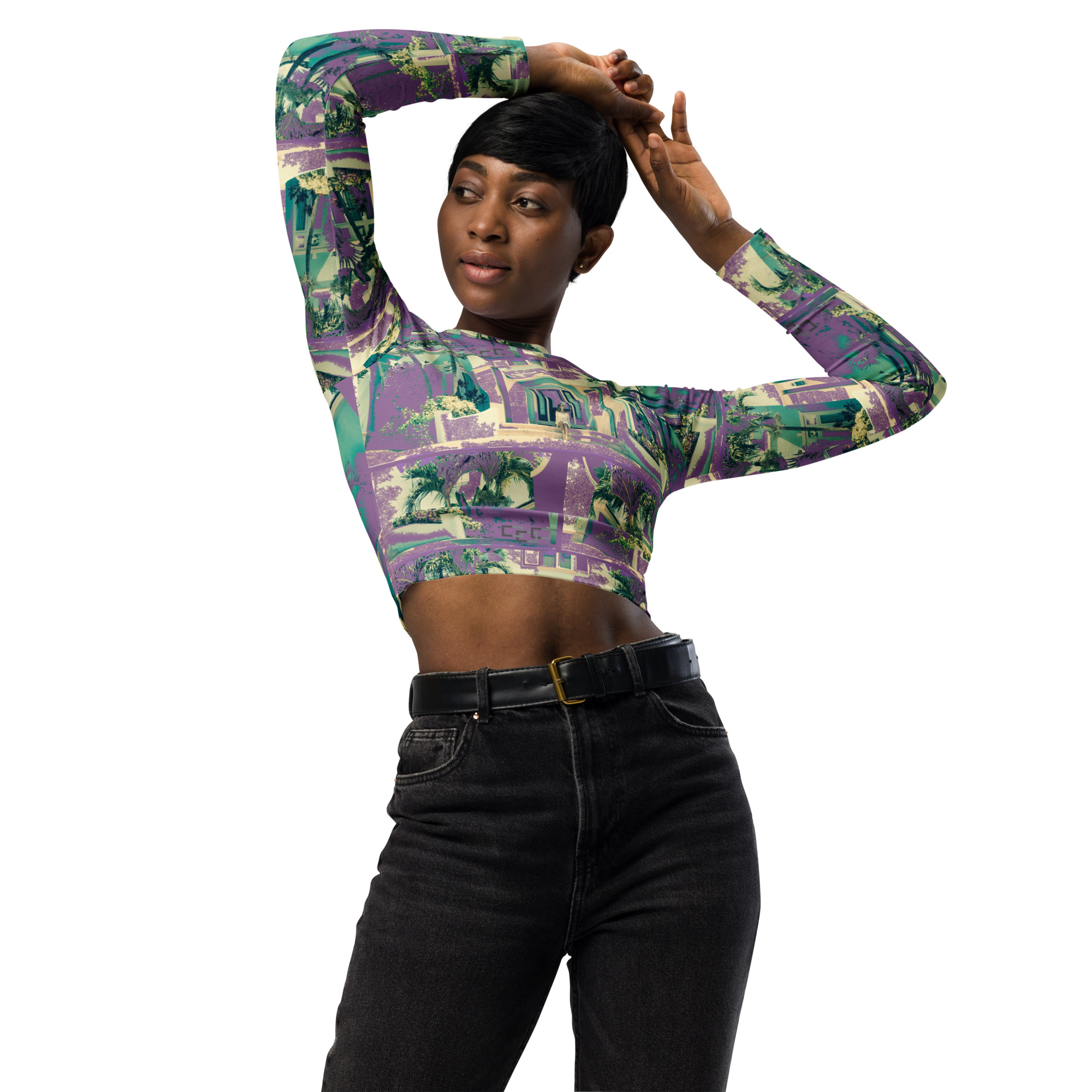 LINK Palm Long-Sleeve Crop Top