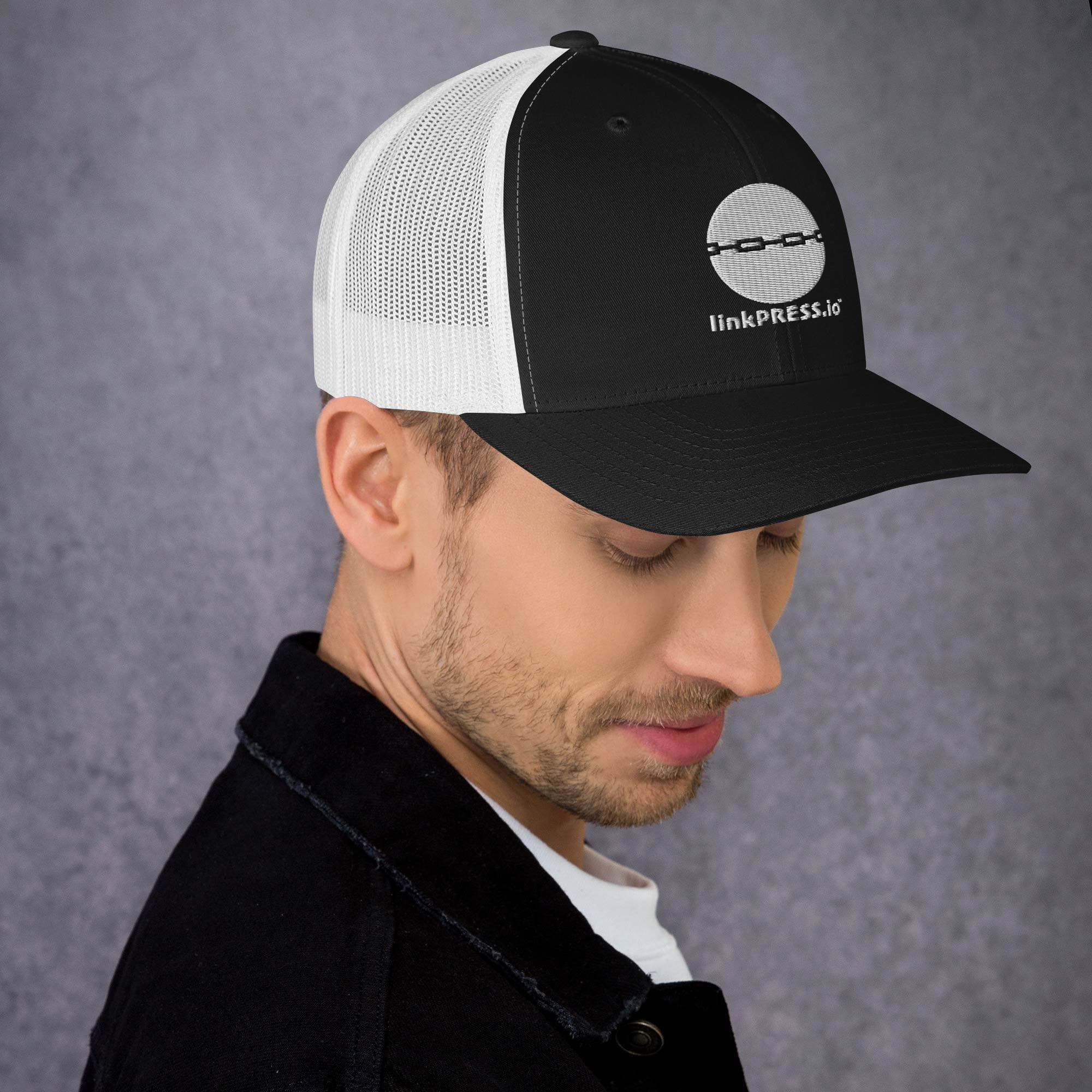 linkPRESS White Logo Trucker Cap - Image 6