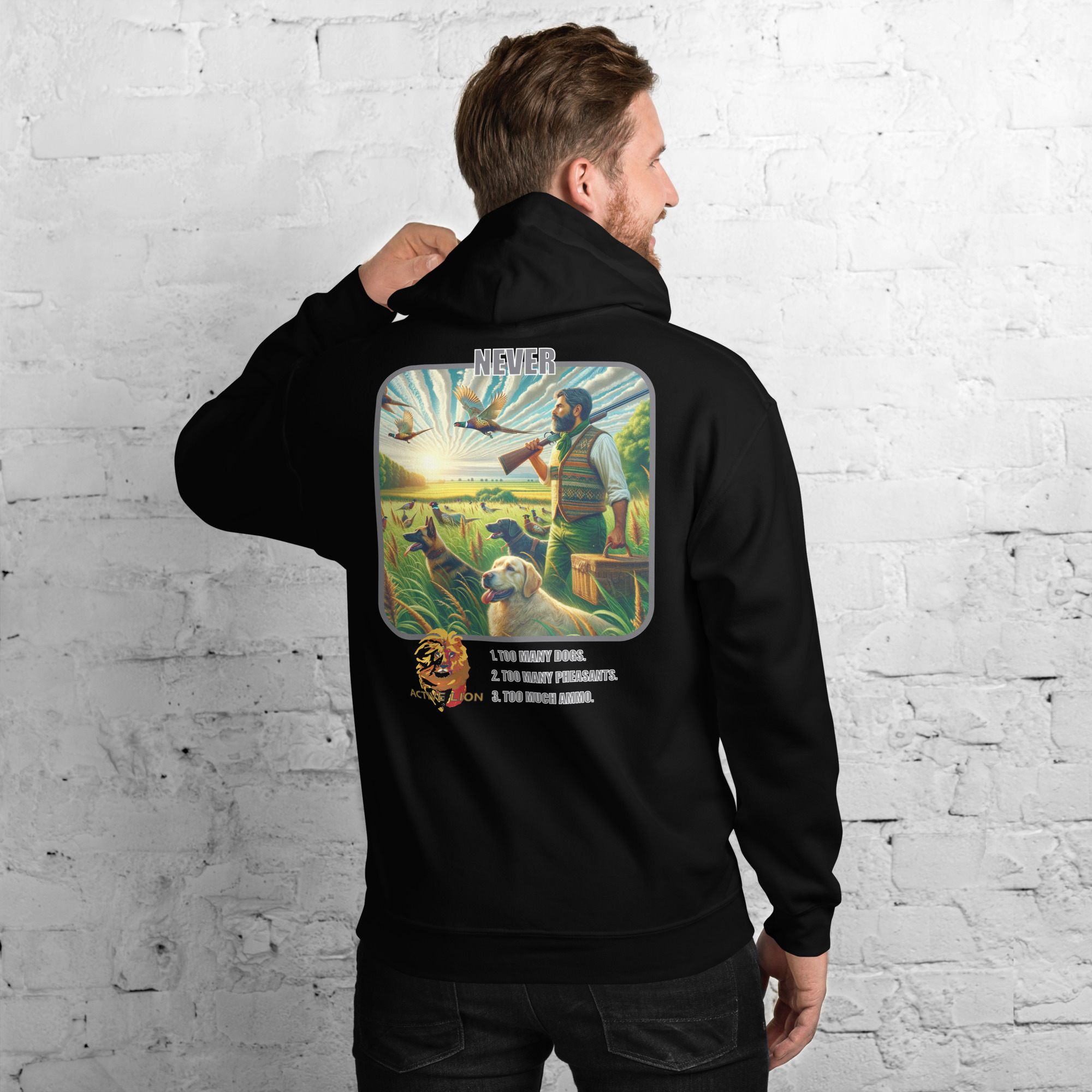 Active Lion Never Too Unisex Hoodie - Image 3