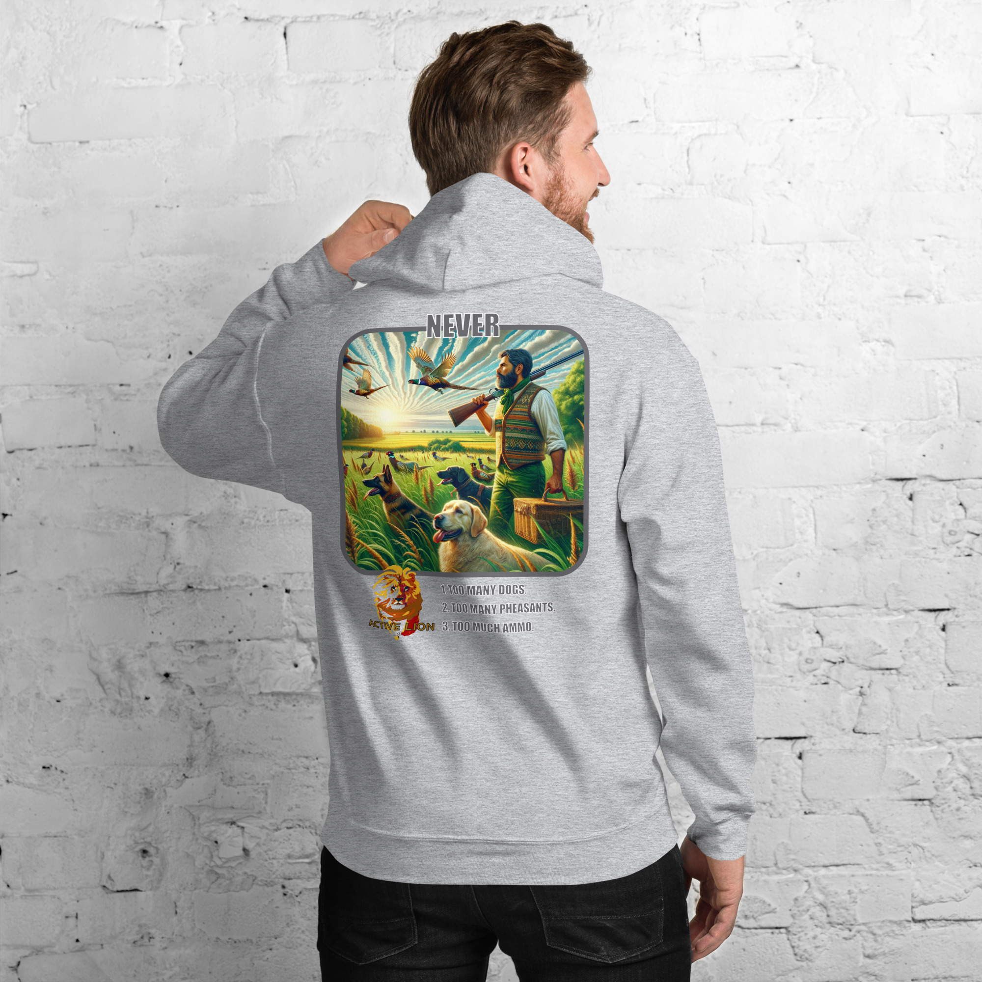 Active Lion Never Too Unisex Hoodie - Image 10